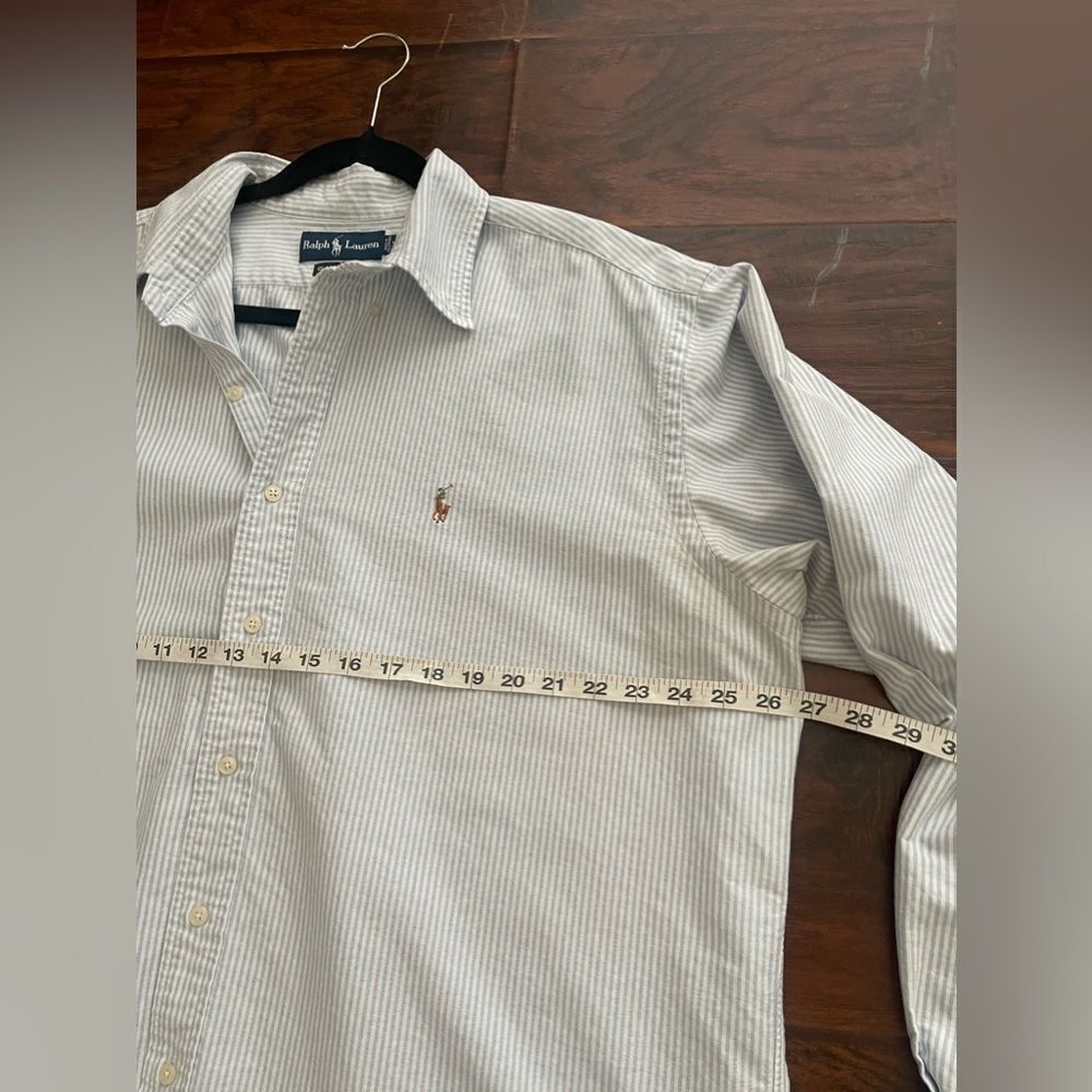 Ralph Lauren Shirt Men's XL Classic Fit White Blue Striped Button Down FleshPony - Picture 3 of 11